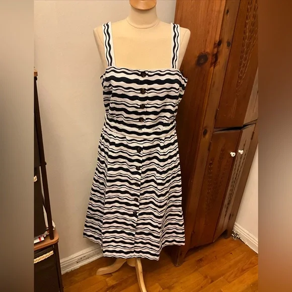 Ann Taylor | Dresses | New Ann Taylor Striped Belted Flare Dress Size L |  Poshmark